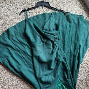 Elegant Viridian Green Evening Gown